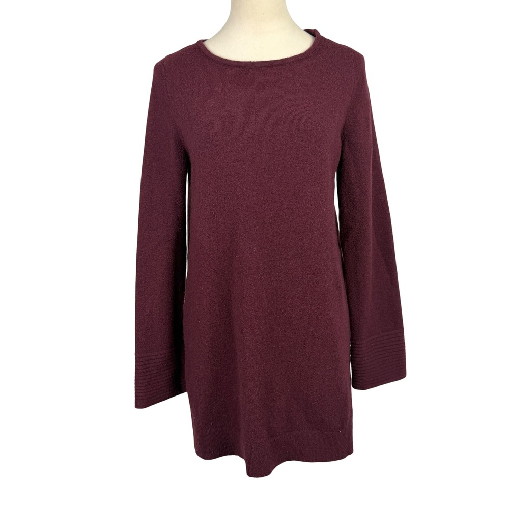 Ann Taylor Sweater Tunic Womens Medium Wool Alpaca Blend Burgundy Fall Casual